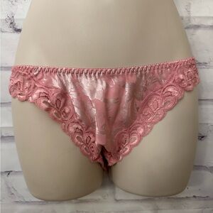 Victoria’s Secret Vintage‎ Gold Label Silky Panties Med Sz 6 Pink Lace Trim New